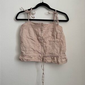 Brandy Melville Blush Tie-Shoulder Button Crop Top